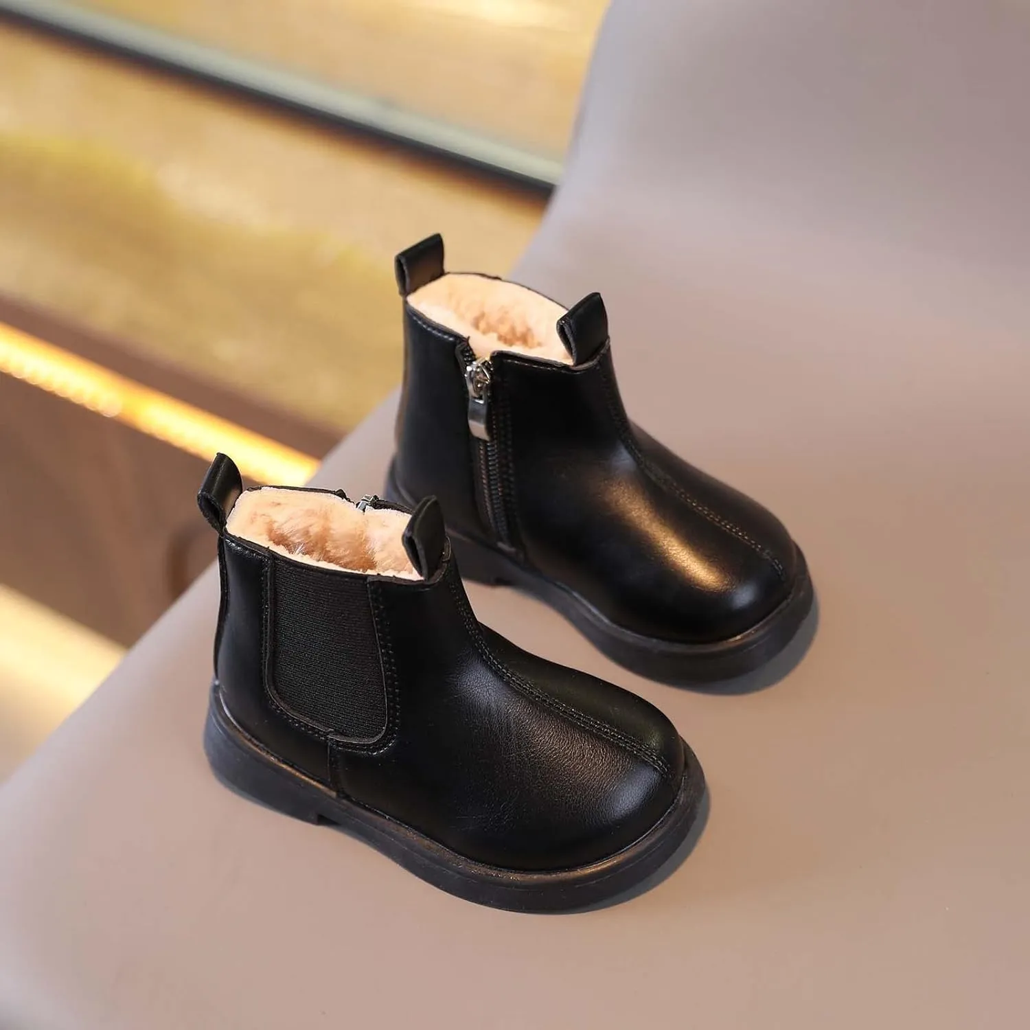 Girl Boots Kids Ankle Boots Side Zipper Boots Low Heel Short Winter Snow Boots Anti-Slip Shoes for Big Kids