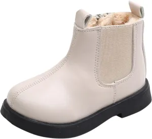 Girl Boots Kids Ankle Boots Side Zipper Boots Low Heel Short Winter Snow Boots Anti-Slip Shoes for Big Kids