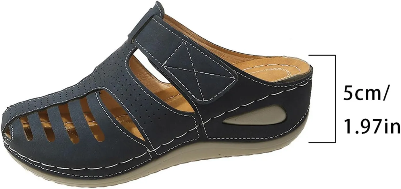 Gladiator Sandals for Women 2025 Wedge Roman Sandals Dressy Mules Non Slip Breathable Casual Shoes for Summer Platform Orthopedic Sandal Outdoor Walking Slippers Comfortable Beach Shoes