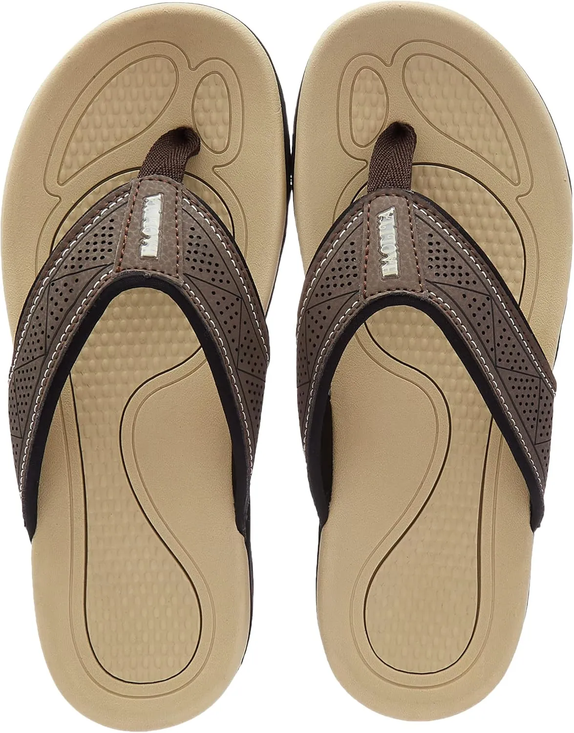 HAOLIRA Mens Leather Flip Flops with Arch Support Comfortable Cushion Thong Sandals Lightweight Waterproof Outdoor Summer Beach Pool Shoes
