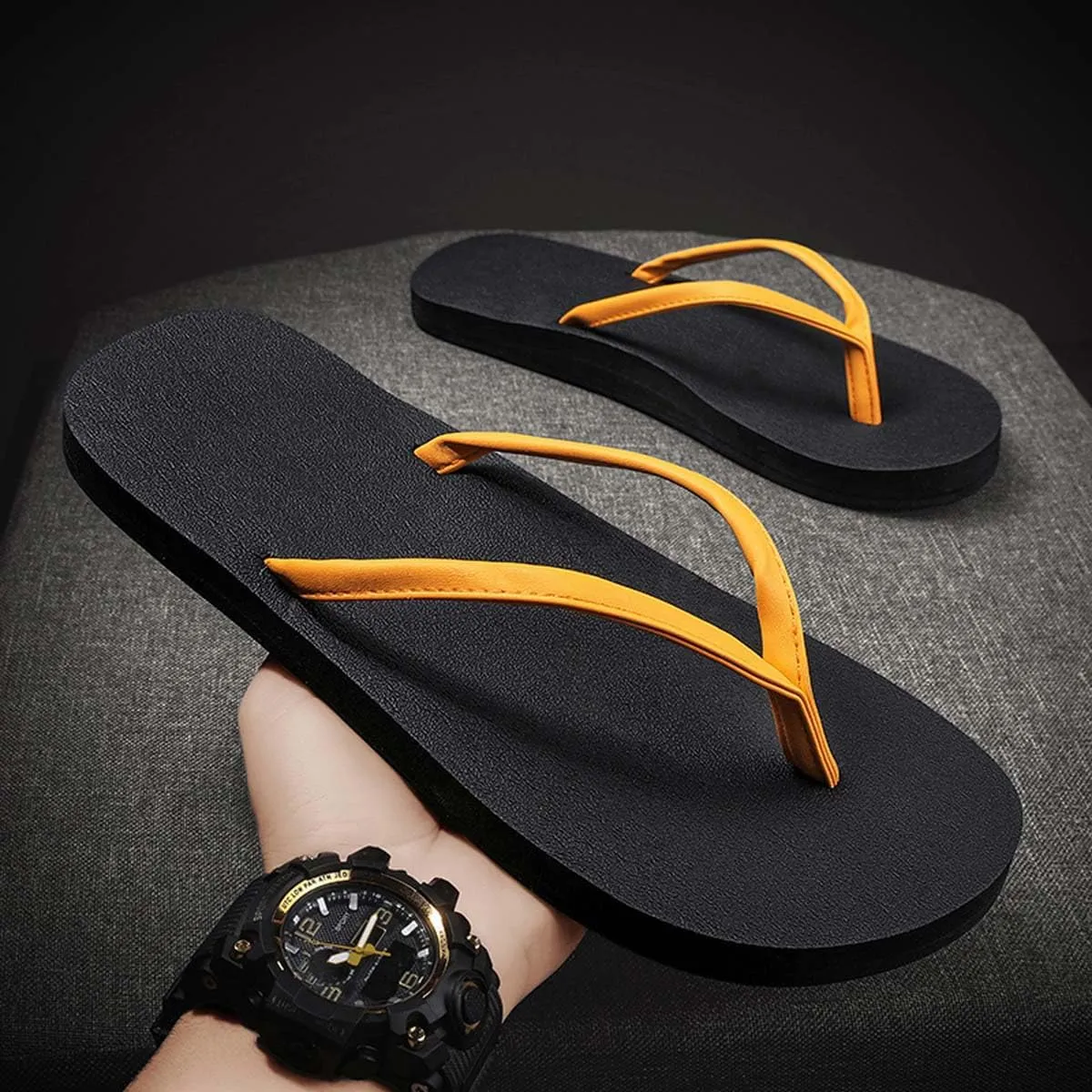 HYDLONGR Men's Women's Lightweight Summer Rubber Flip-Flops Beach Toe-Post Thong Sandals