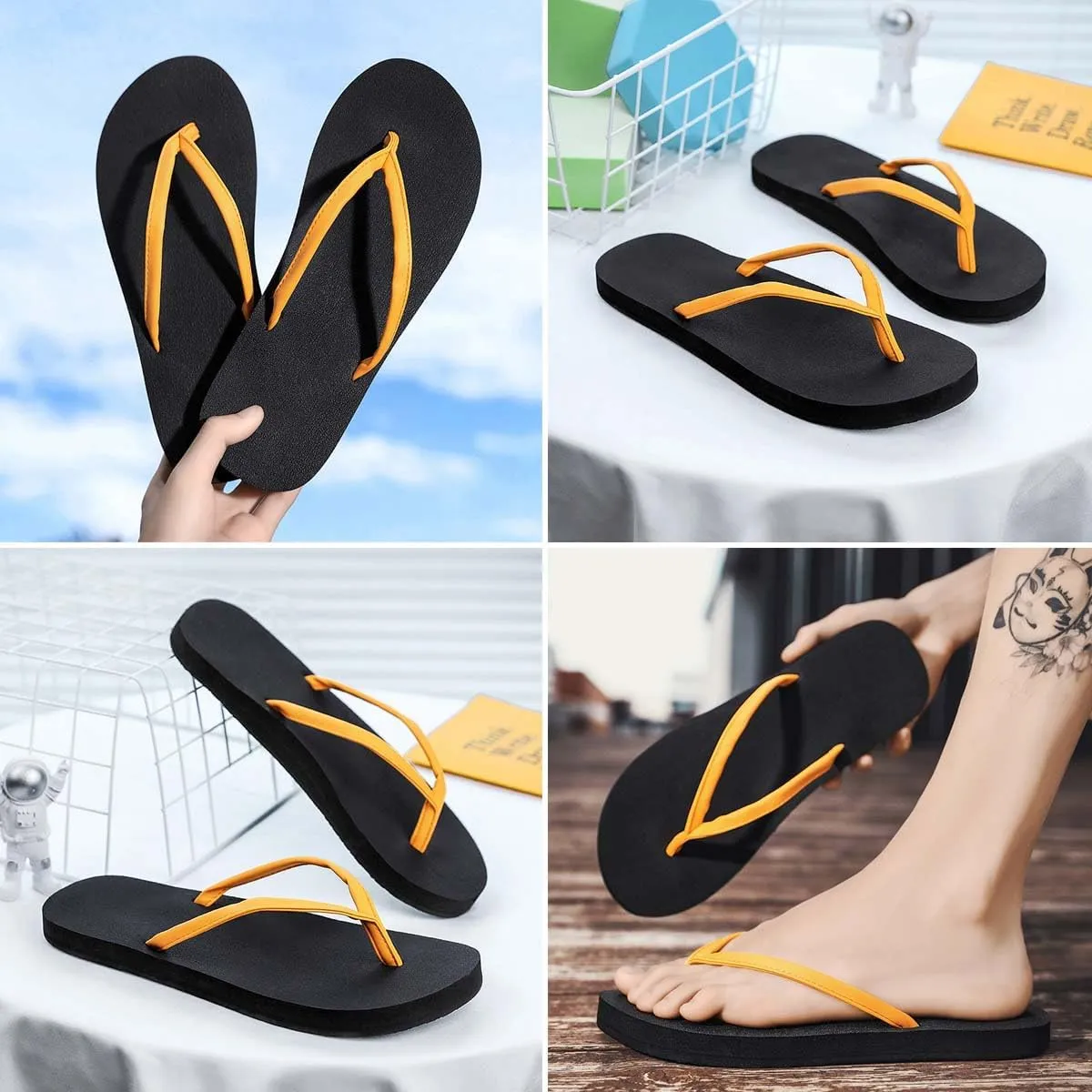 HYDLONGR Men's Women's Lightweight Summer Rubber Flip-Flops Beach Toe-Post Thong Sandals