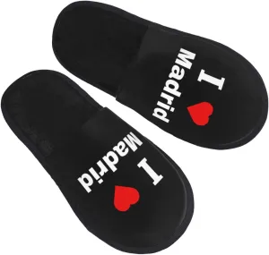 I Love Madrid Slippers Winter Indoor and Outdoor Slipper Warm Cozy Soft Lightweight House Shoes Fuzzy Slip-On Slipper Large