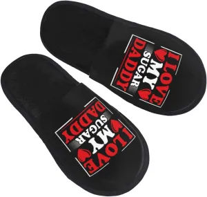 I Love My Sugar Daddy Slippers Winter Indoor and Outdoor Slipper Warm Cozy Soft Lightweight House Shoes Fuzzy Slip-On Slipper Large