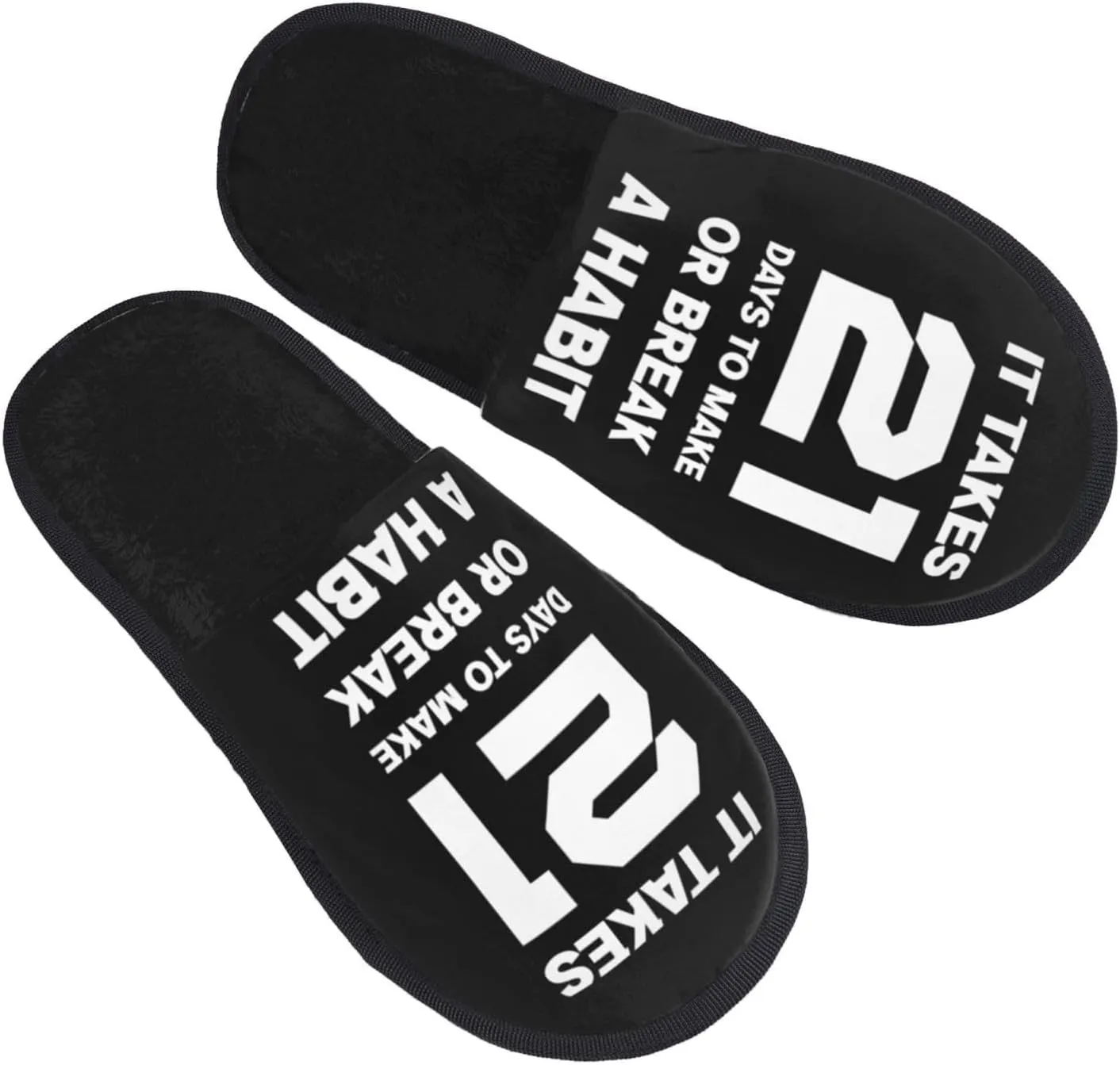 It Takes 21 Days To Make Or Break A Habit Slippers Winter Indoor and Outdoor Slipper Warm Cozy Soft Lightweight House Shoes Fuzzy Slip-On Slipper Large