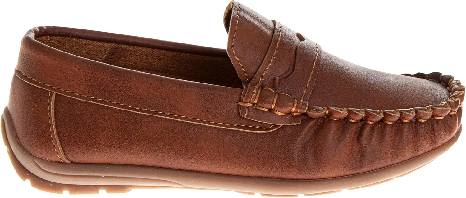 Josmo Boys Moccasin Driving Loafers - Casual Dress Penny Slip On Boat Shoes (Sizes: 5-10 Toddlers / 11-13 Little Kids / 1-5 Big Kids)
