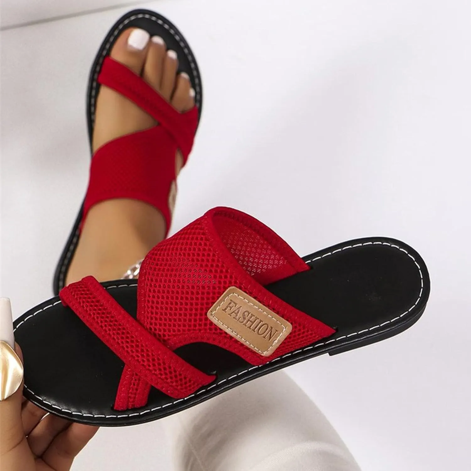 Ladies Summer Casual Beach Flat Bottom Set Foot Large Size Sandals Summer Flat Sandals for Women