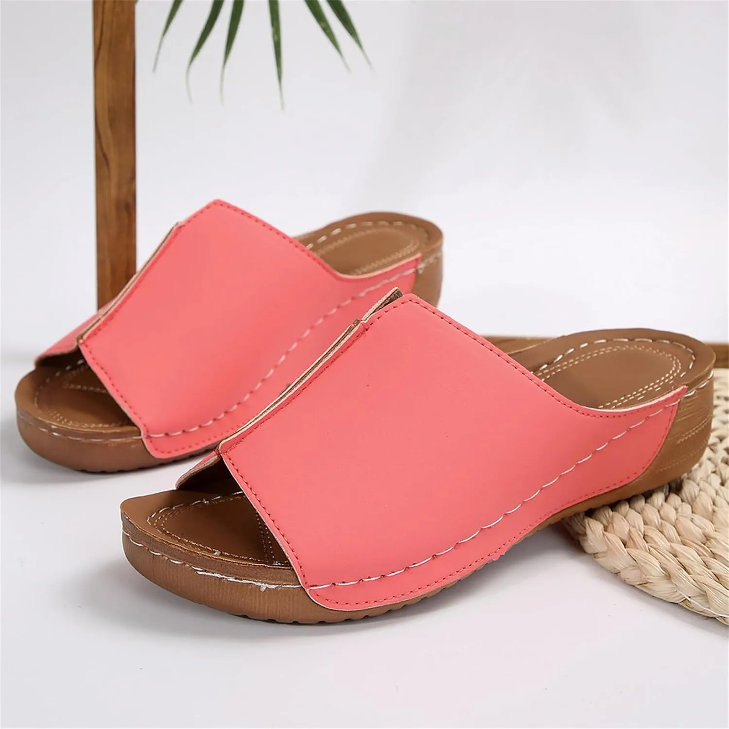 Lausiuoe Sandals Women Dressy Summer Flat Flip Flops Comfortable Walking Orthopedic Slippers Arch Support Orthotic Slides