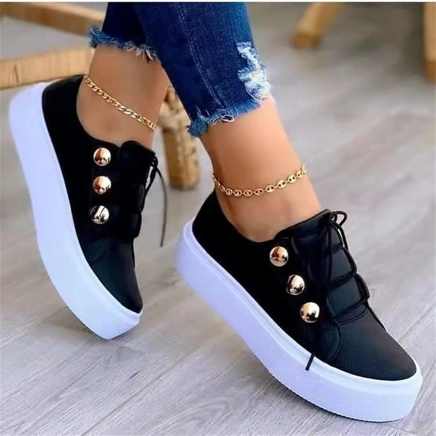 Lausiuoe Shoes For Women Flats Comfortable Dressy Fashion Canvas Sneakers Casual Low Top Comfort Slip On Walking Loafers