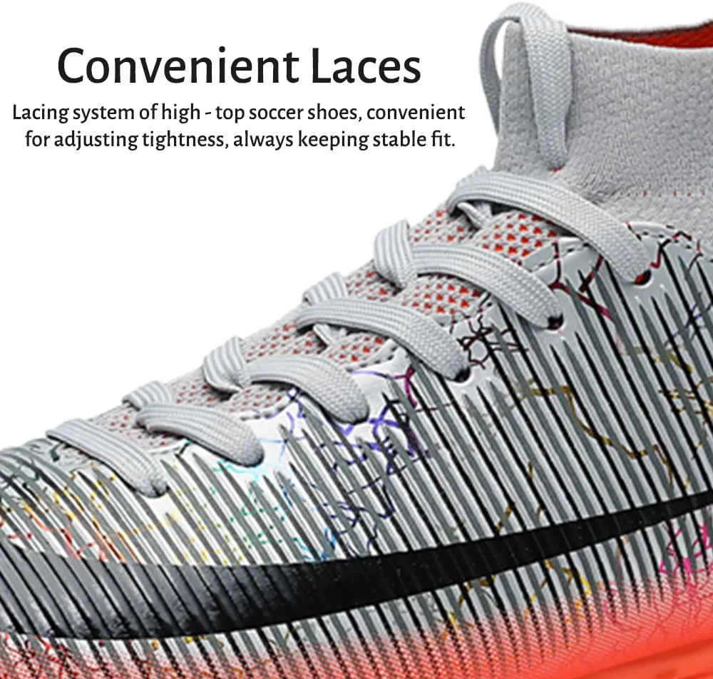 Maylrvjv Men's High-Top Soccer Shoes Anti-Slip Wear-Resistant Football Boots Spikes Athletic Shoes