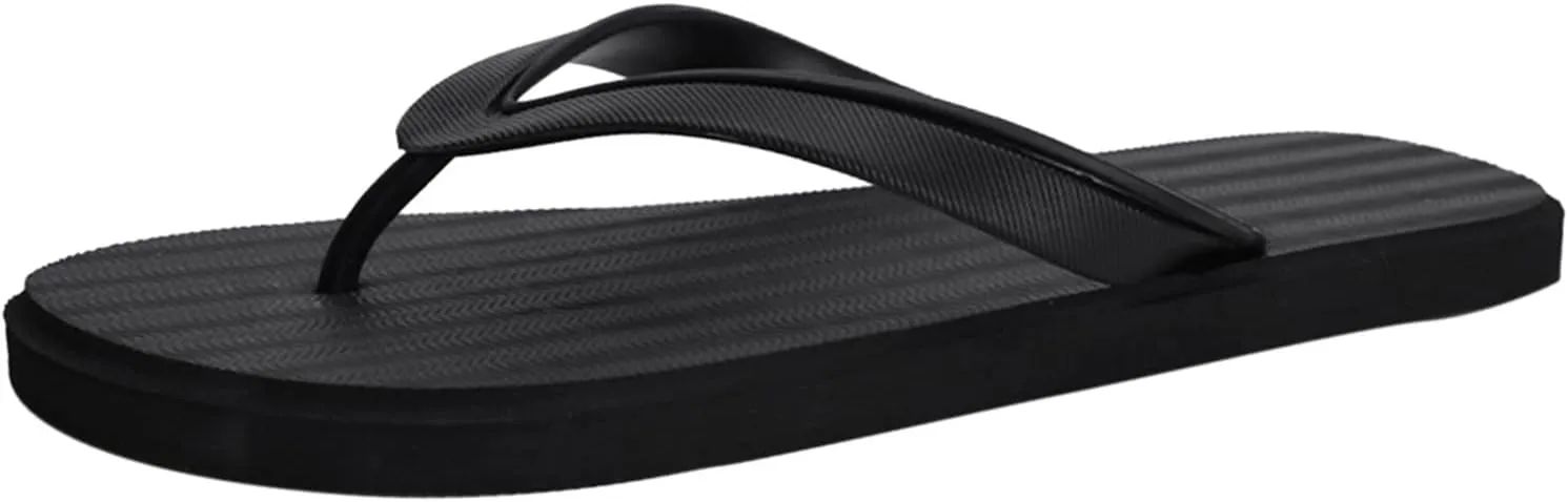 Men Yoga Mat Flip Flops Fashion Summer Men Flip Flops Flat Bottom and Light Cover Comfortable and Simple Style Solid Color (Black, 11.5)