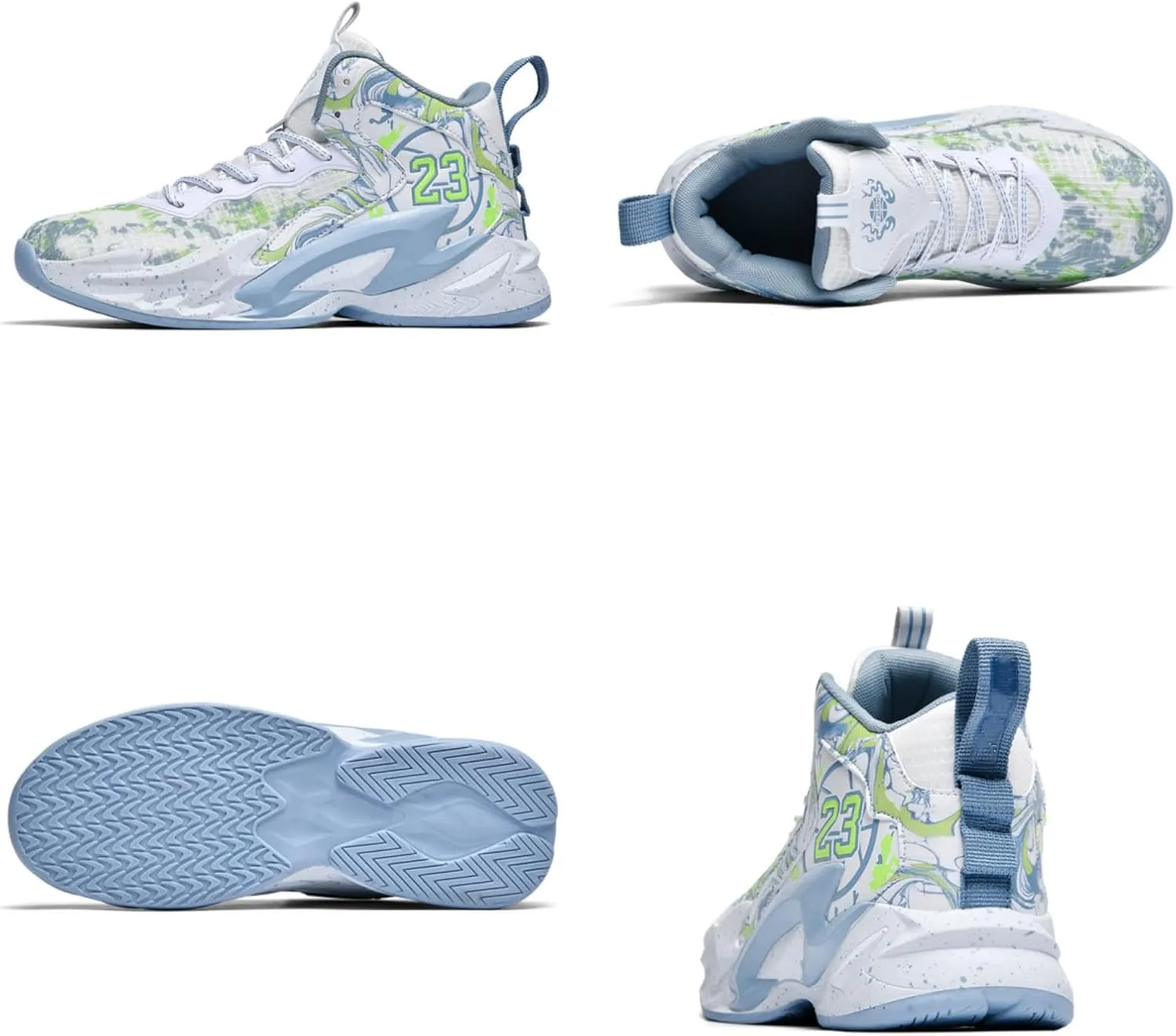 Men's Breathable Mesh High Top Basketball Shoes Fashion Non Slip Sports Shoes Outdoor Running Fitness Training Volleyball Shoes