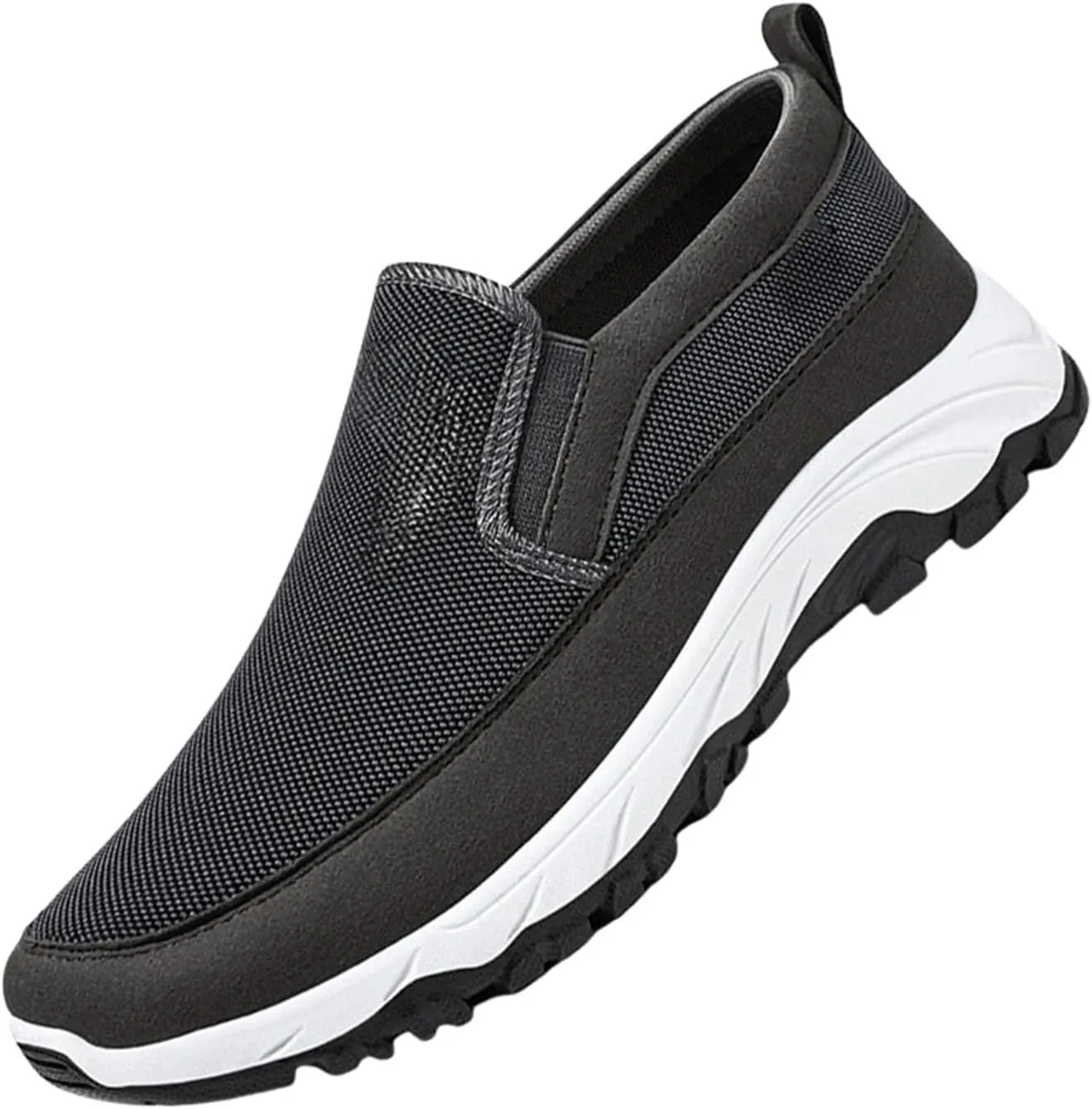 Mens Breathable Sneakers Solid Color Lightweight Slip-on Casual Soft Walking Running Shoes Comfortable Tennis Shoes Flat Bottom Non Slip Summer Spring Mens Shoe