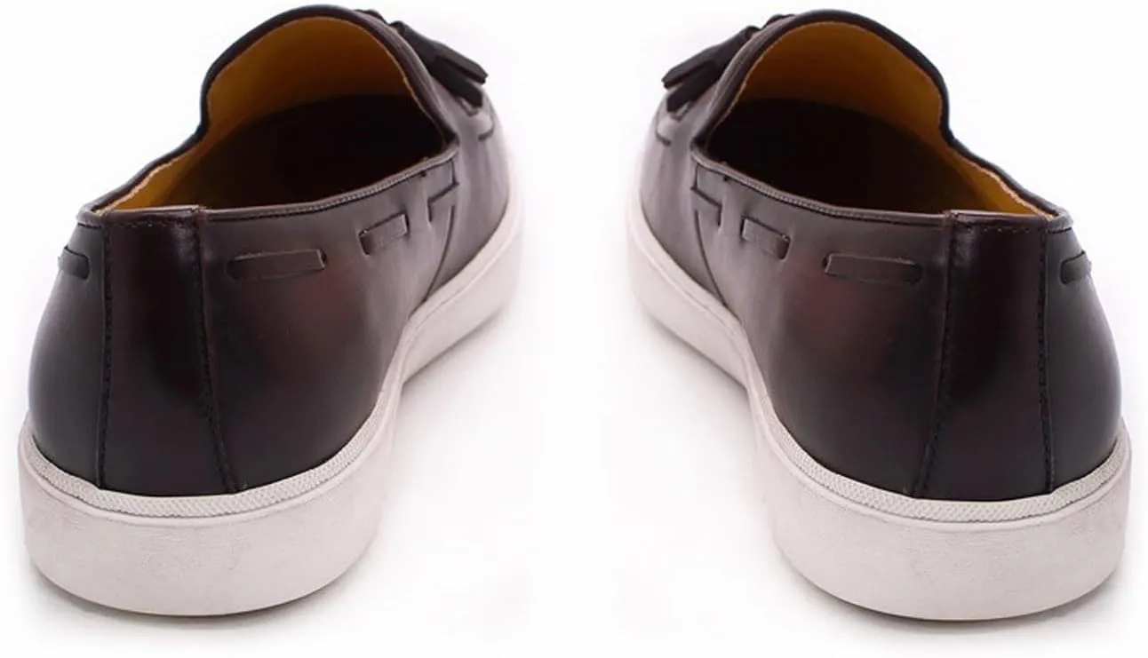 Mens Casual Shoes Tassel Loafers Slip On Dress Shoes Genunie Leather Flat Mocasines Fashion Business Modern Penny Loafers Comfortable Tuxedo Shoes for Men