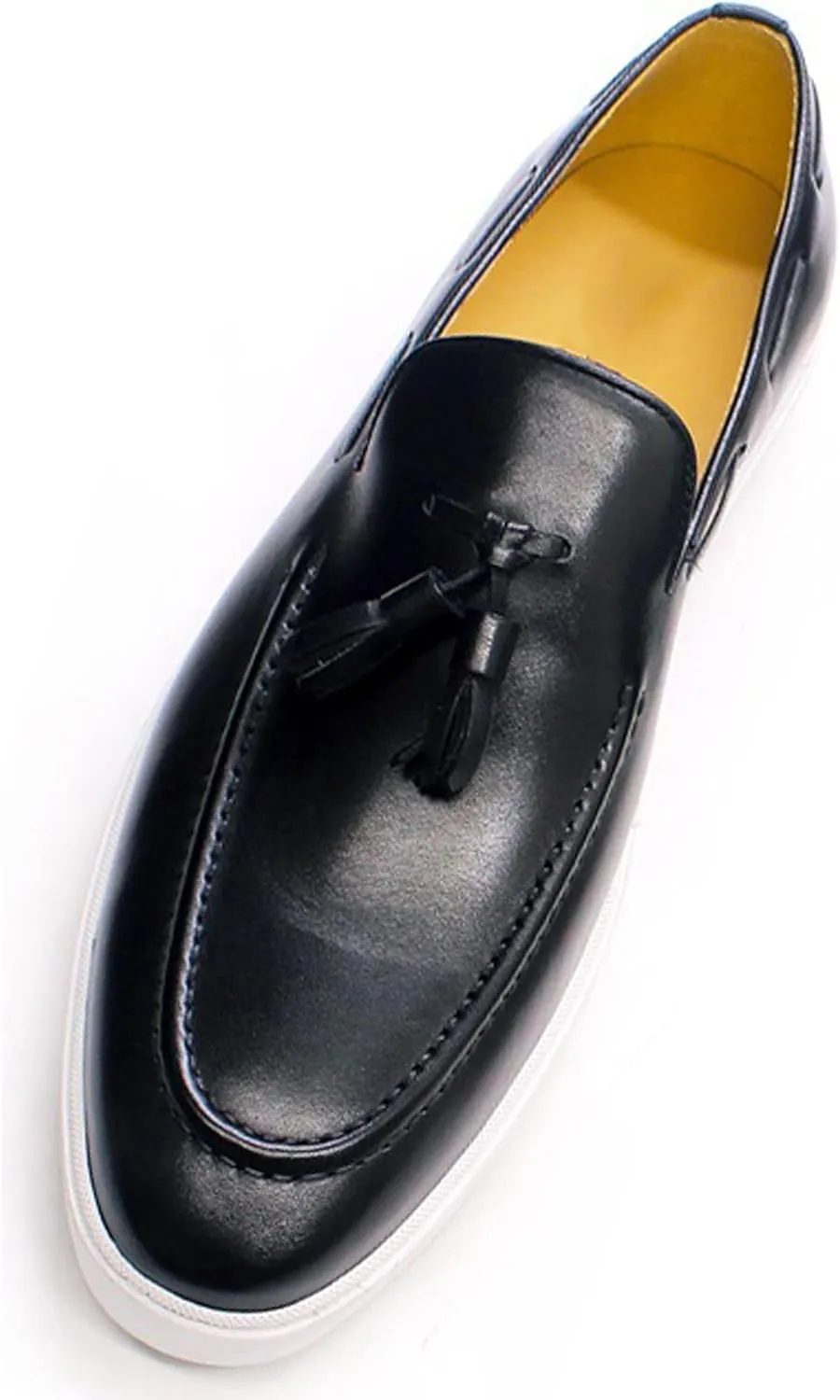 Mens Casual Shoes Tassel Loafers Slip On Dress Shoes Genunie Leather Flat Mocasines Fashion Business Modern Penny Loafers Comfortable Tuxedo Shoes for Men