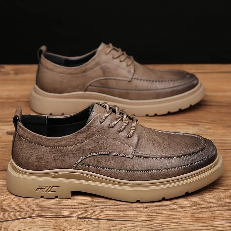 Men's Classic Lace-up Formal Oxfords Classic Leather Loafers with Business Casual Style Anti-Slip and wear-Resistant Design
