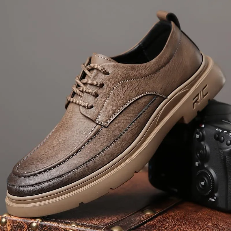 Men's Classic Lace-up Formal Oxfords Classic Leather Loafers with Business Casual Style Anti-Slip and wear-Resistant Design