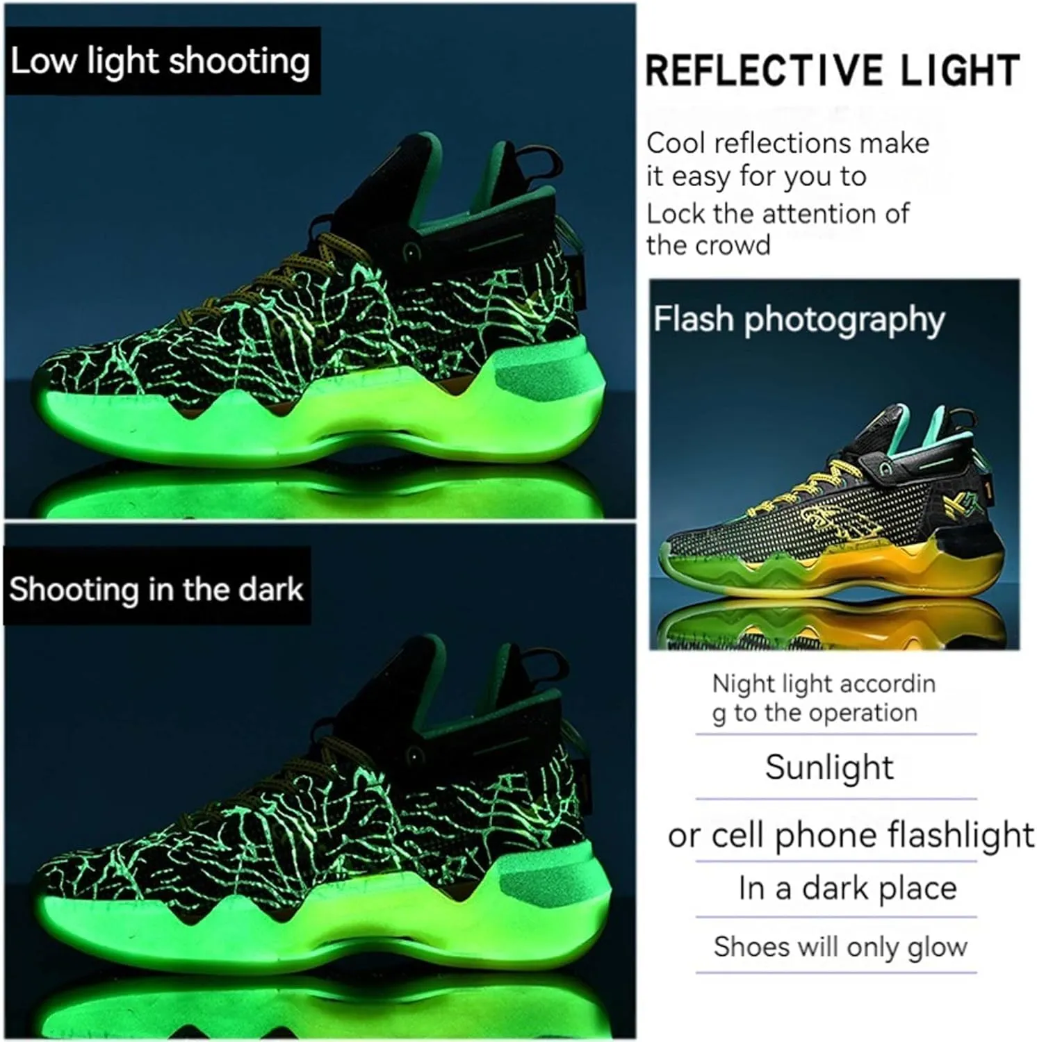 Men's Fluorescent Basketball Shoes Fashion Sneakers Indoor and Outdoor Basketball Game Training Shoes Women's Outdoor Fitness Running Shoes Men's High Top Basketball Shoes