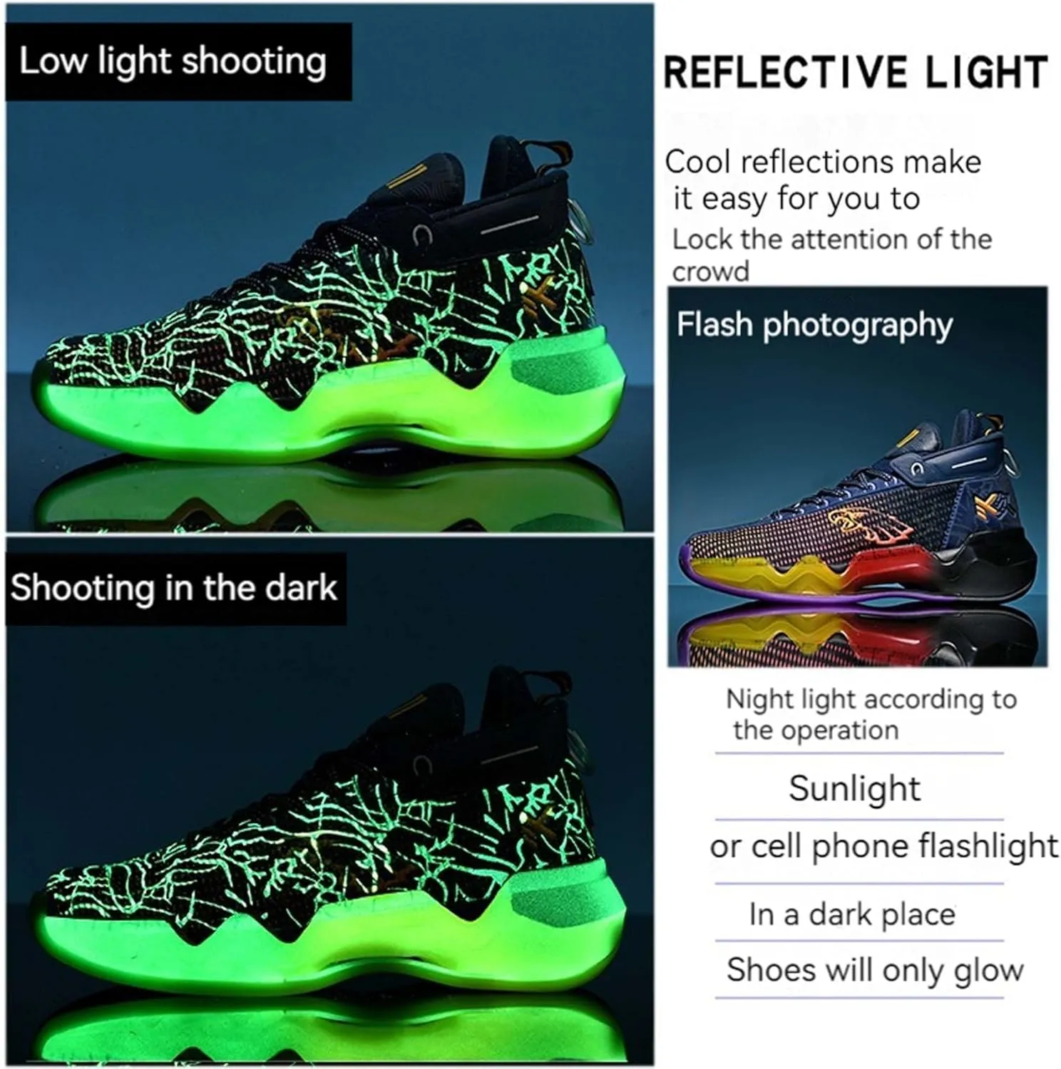 Men's Fluorescent Basketball Shoes Fashion Sneakers Indoor and Outdoor Basketball Game Training Shoes Women's Outdoor Fitness Running Shoes Men's High Top Basketball Shoes