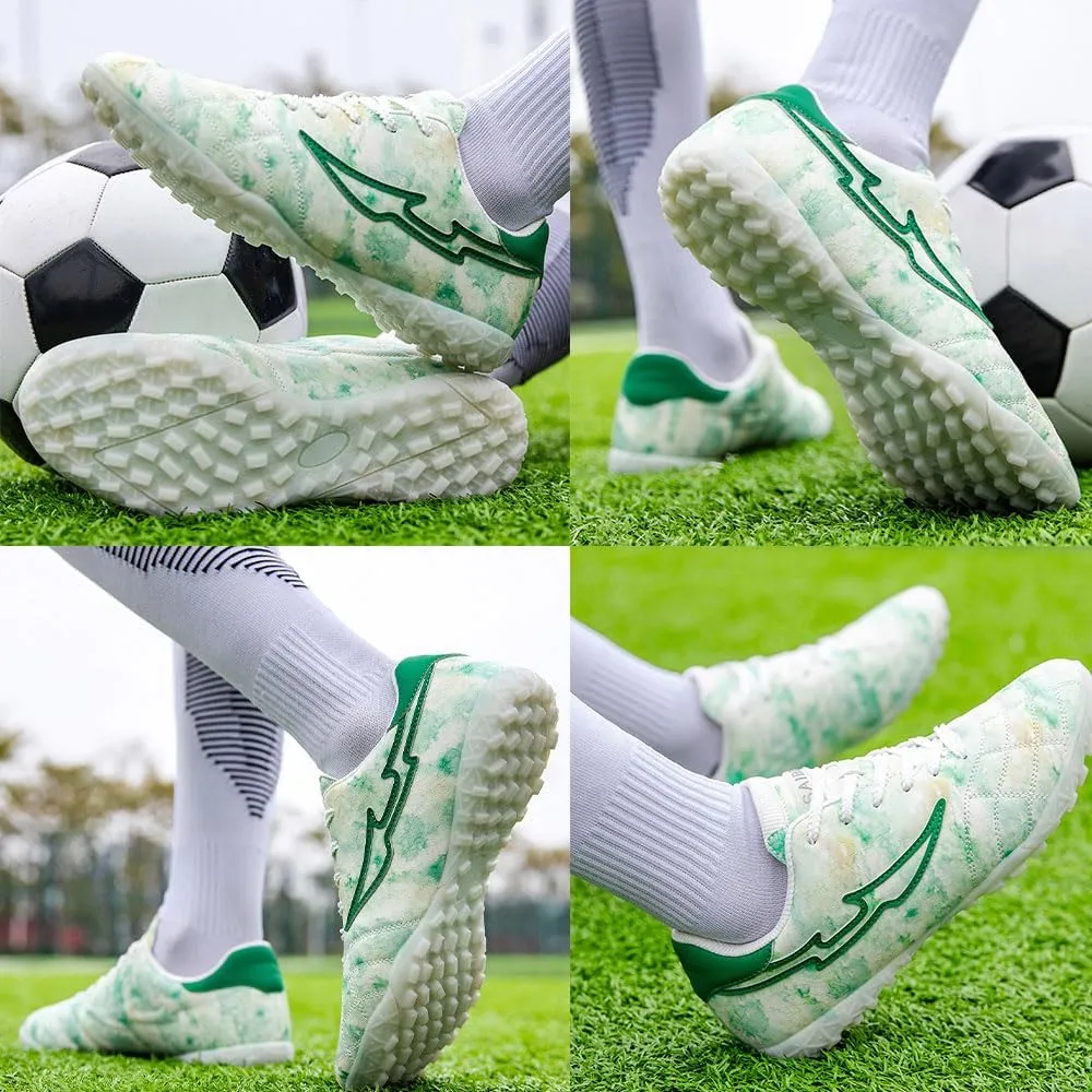 Mens Football Boots Astro Turf, Teenager Football Shoes, Low Top Professional Athletic Kids Football Trainers, Light Up Trainers, TF Anti-Slip Comfort Soccer Shoes for Indoor Outdoor