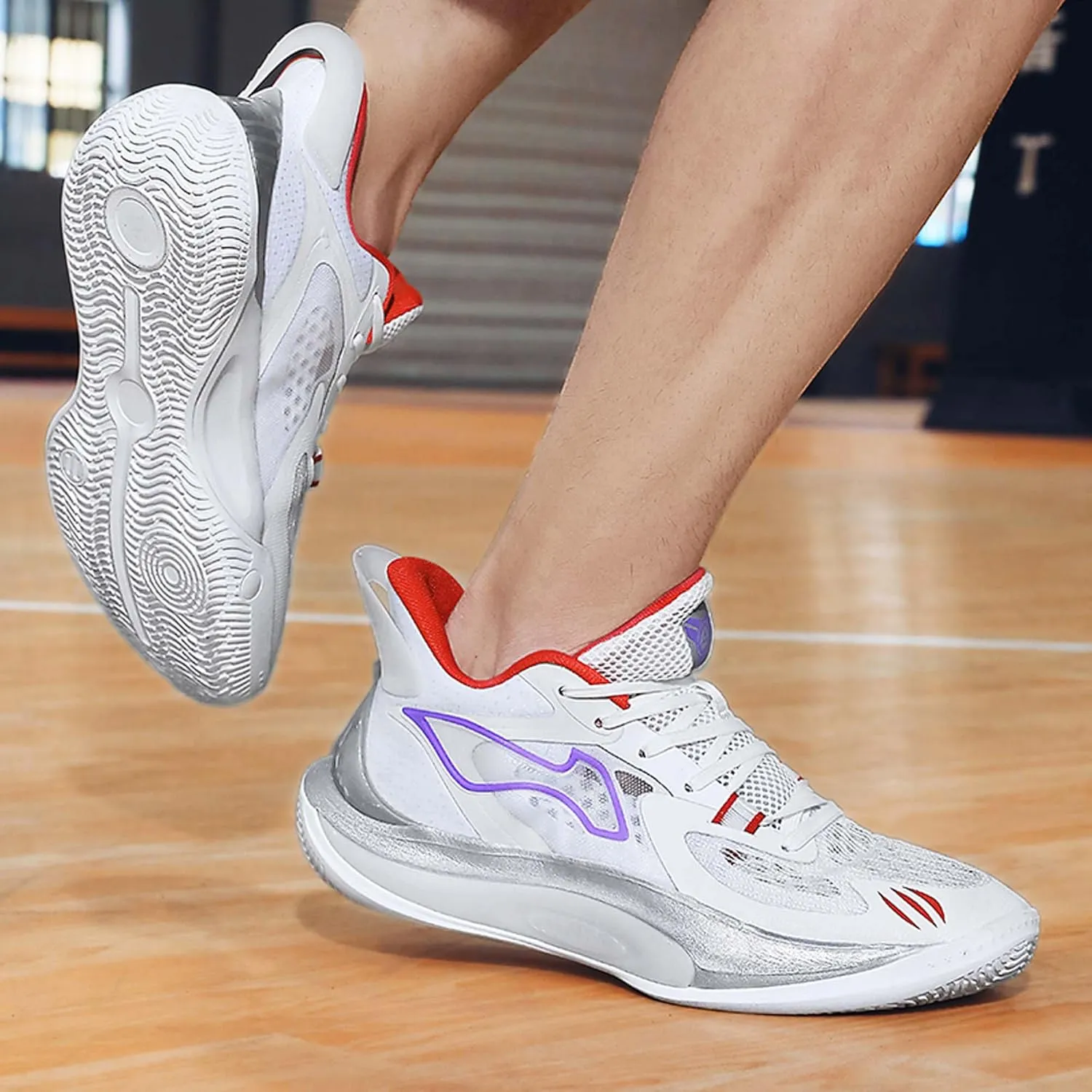 Men's High-Top Basketball Shoes Fashion Sneakers Lace-Up Trainers for Stylish Basketball Style and Comfortable Lightweight Breathable Non-Slip Tennis Sneakers