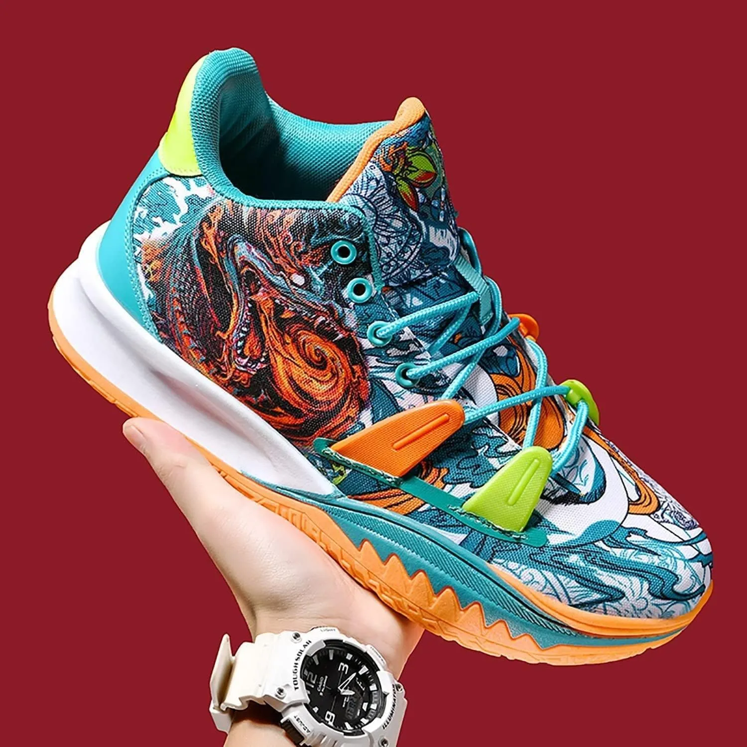 Men's High Top Basketball Shoes Sports Shoes Suitable for Sports Shoes Running Shoes(Orange,6.5)