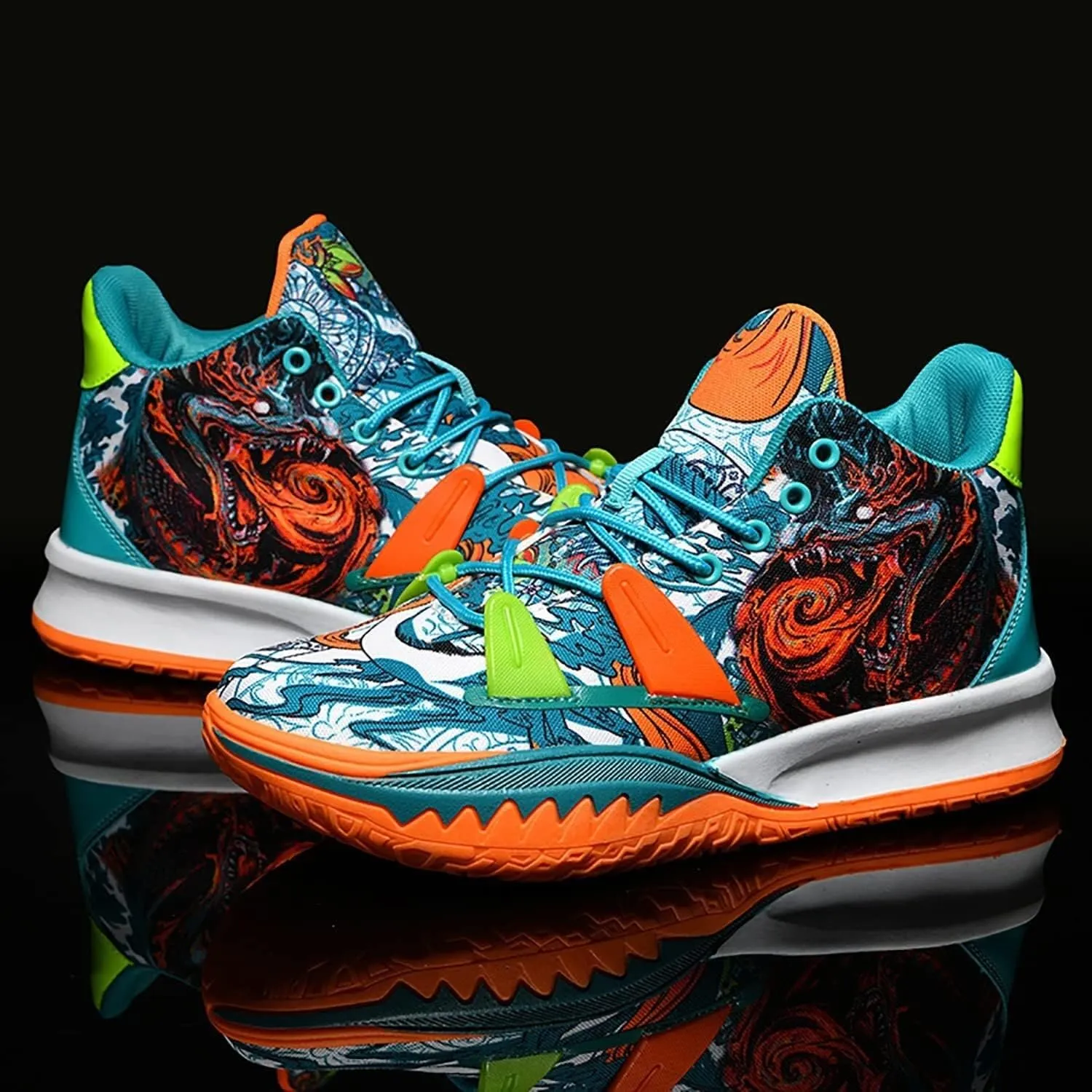 Men's High Top Basketball Shoes Sports Shoes Suitable for Sports Shoes Running Shoes(Orange,6.5)