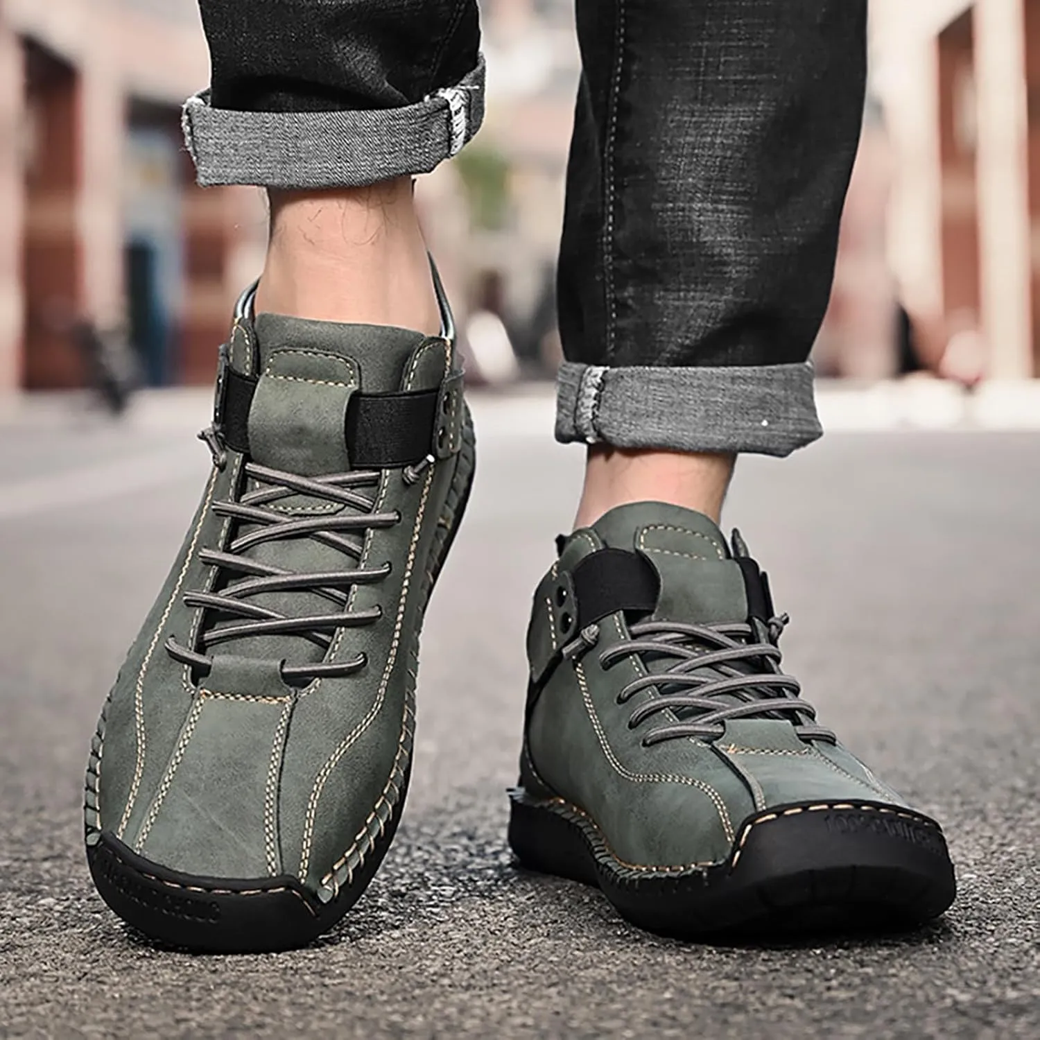 Mens High Top Sneakers Solid Color Lace-up Casual Breathable Soft Walking Running Shoes Comfortable Tennis Shoes Flat Bottom Non Slip Summer Spring Mens Shoe