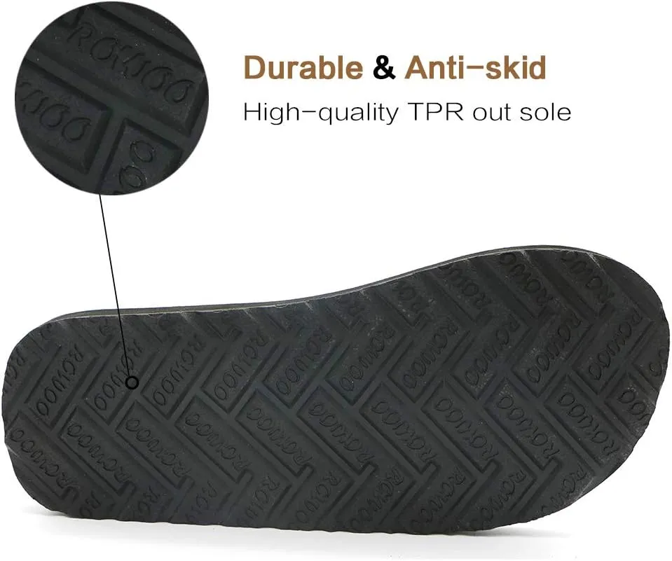 Men's PU Leather Flip Flops - Slip on Casual Thong Sandals