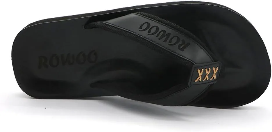 Men's PU Leather Flip Flops - Slip on Casual Thong Sandals