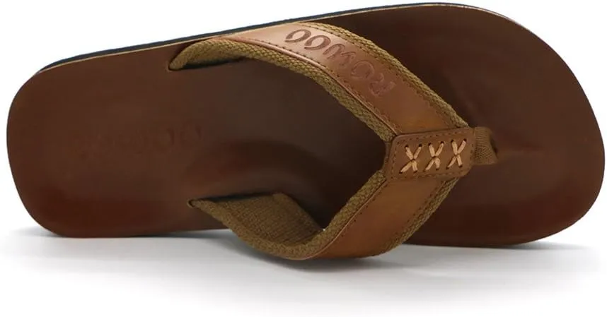 Men's PU Leather Flip Flops - Slip on Casual Thong Sandals