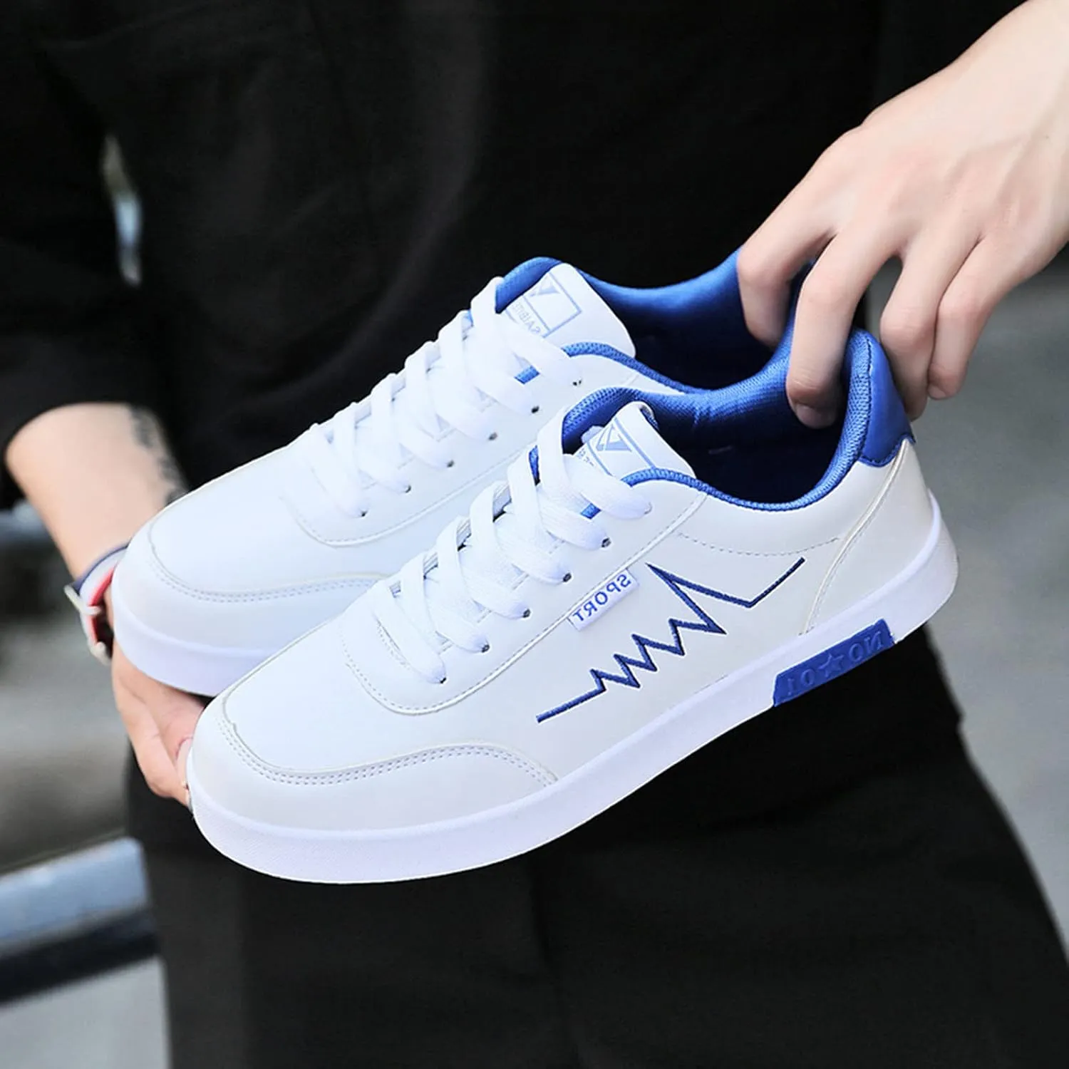 Men's Running Shoes Casual Slip On Tennis Walking Sneakers Breathable Non Slip Lace Up Sports Work Shoes