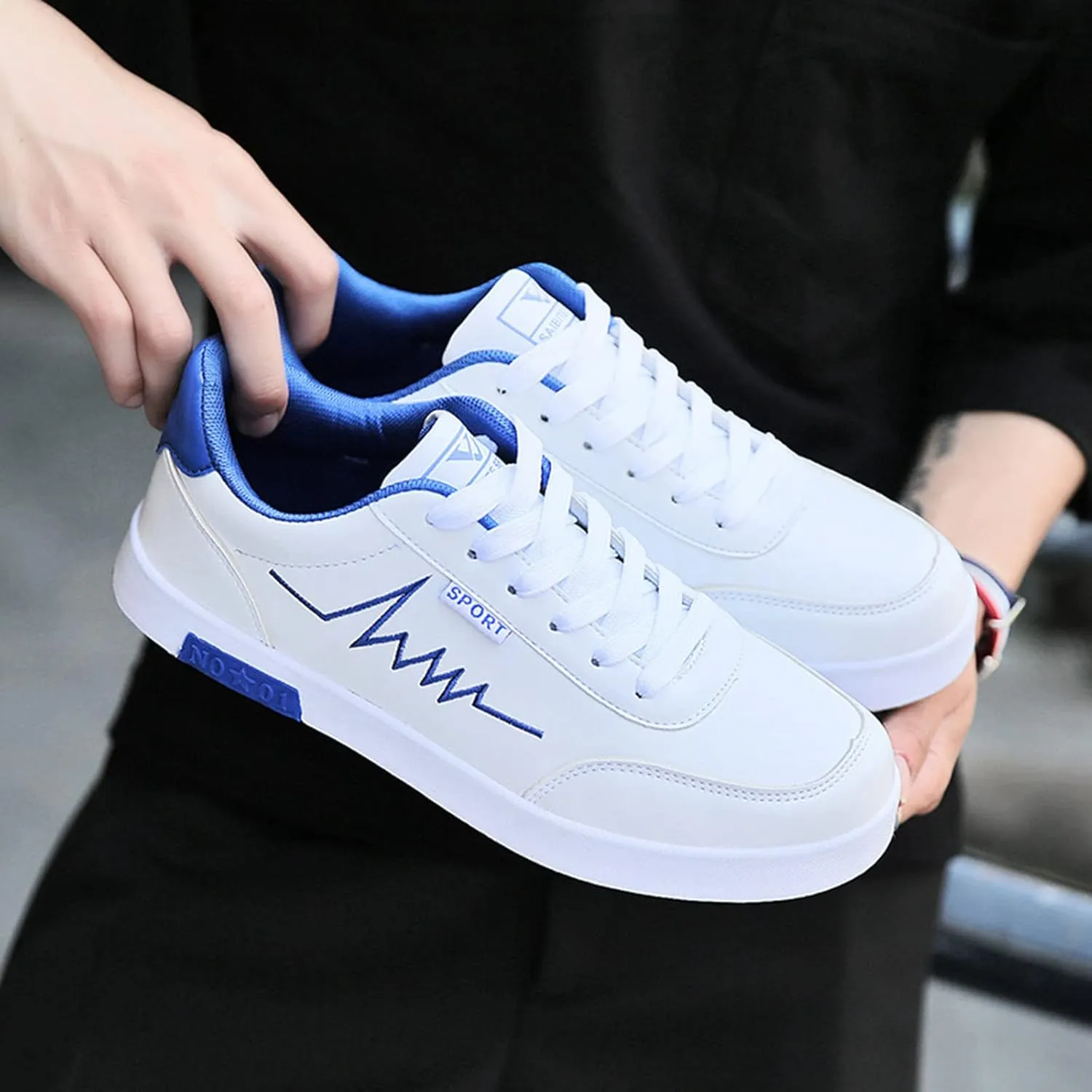 Men's Running Shoes Casual Slip On Tennis Walking Sneakers Breathable Non Slip Lace Up Sports Work Shoes