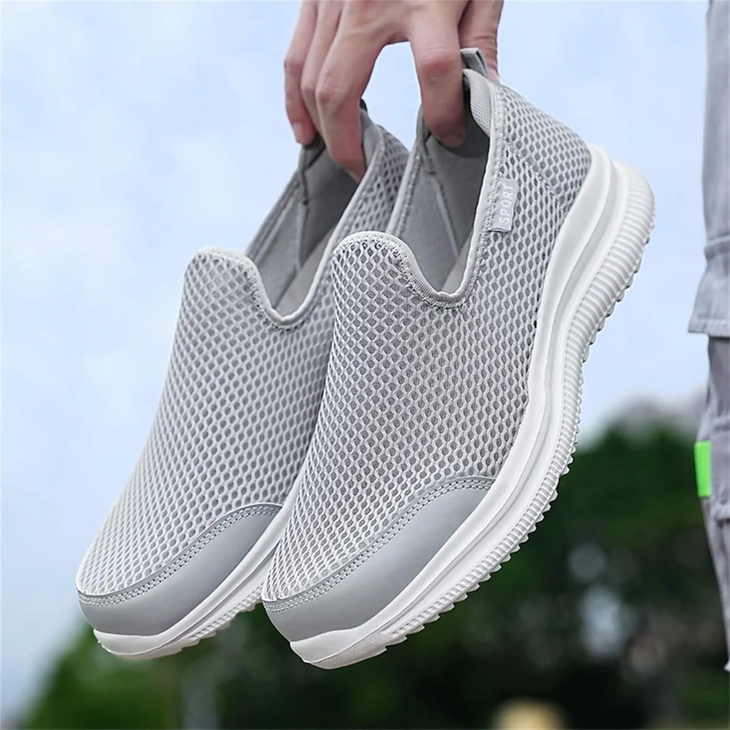 Men's Running Shoes Comfortable Lightweight Breathable Walking Sneakers Mesh Casual Slip On Sports Shoes