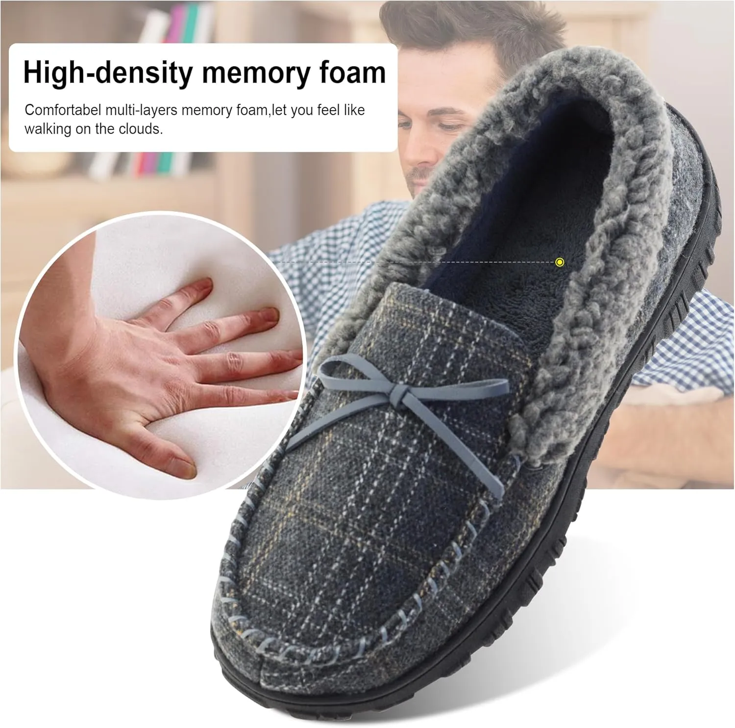 Mens Slippers Indoor Outdoor House Slippers Comfort House Shoes