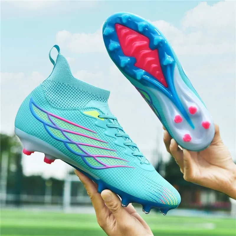 Men's Soccer Cleats Football Cleats for Mens Big Boys High-Top Non-Slip Spikes Shoes for Youth Professional Training Turf Indoor Outdoor Sneaker