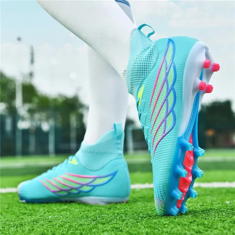 Men's Soccer Cleats Football Cleats for Mens Big Boys High-Top Non-Slip Spikes Shoes for Youth Professional Training Turf Indoor Outdoor Sneaker