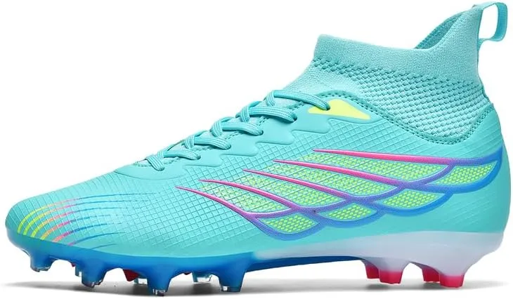 Men's Soccer Cleats Football Cleats for Mens Big Boys High-Top Non-Slip Spikes Shoes for Youth Professional Training Turf Indoor Outdoor Sneaker