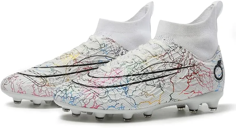 Men's Soccer Shoes High-Top Soccer Cleats Outdoor Breathable Athletic Professional Spikes Youth Boys Football Shoes Unisex