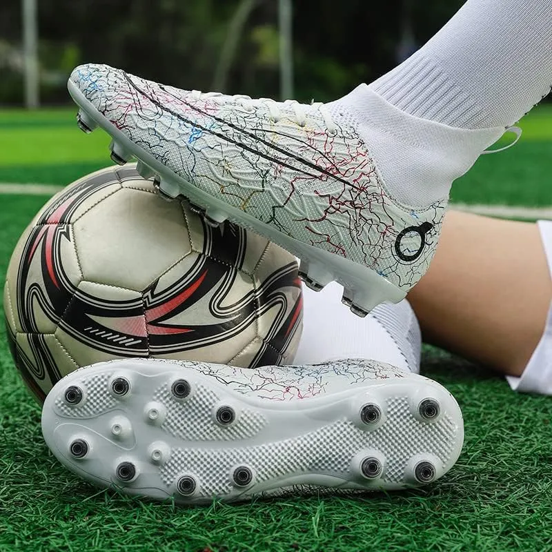 Men's Soccer Shoes High-Top Soccer Cleats Outdoor Breathable Athletic Professional Spikes Youth Boys Football Shoes Unisex