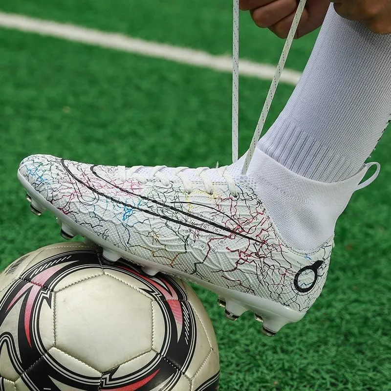 Men's Soccer Shoes High-Top Soccer Cleats Outdoor Breathable Athletic Professional Spikes Youth Boys Football Shoes Unisex