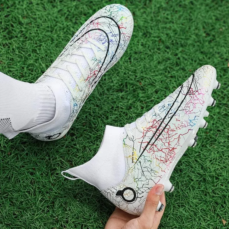 Men's Soccer Shoes High-Top Soccer Cleats Outdoor Breathable Athletic Professional Spikes Youth Boys Football Shoes Unisex