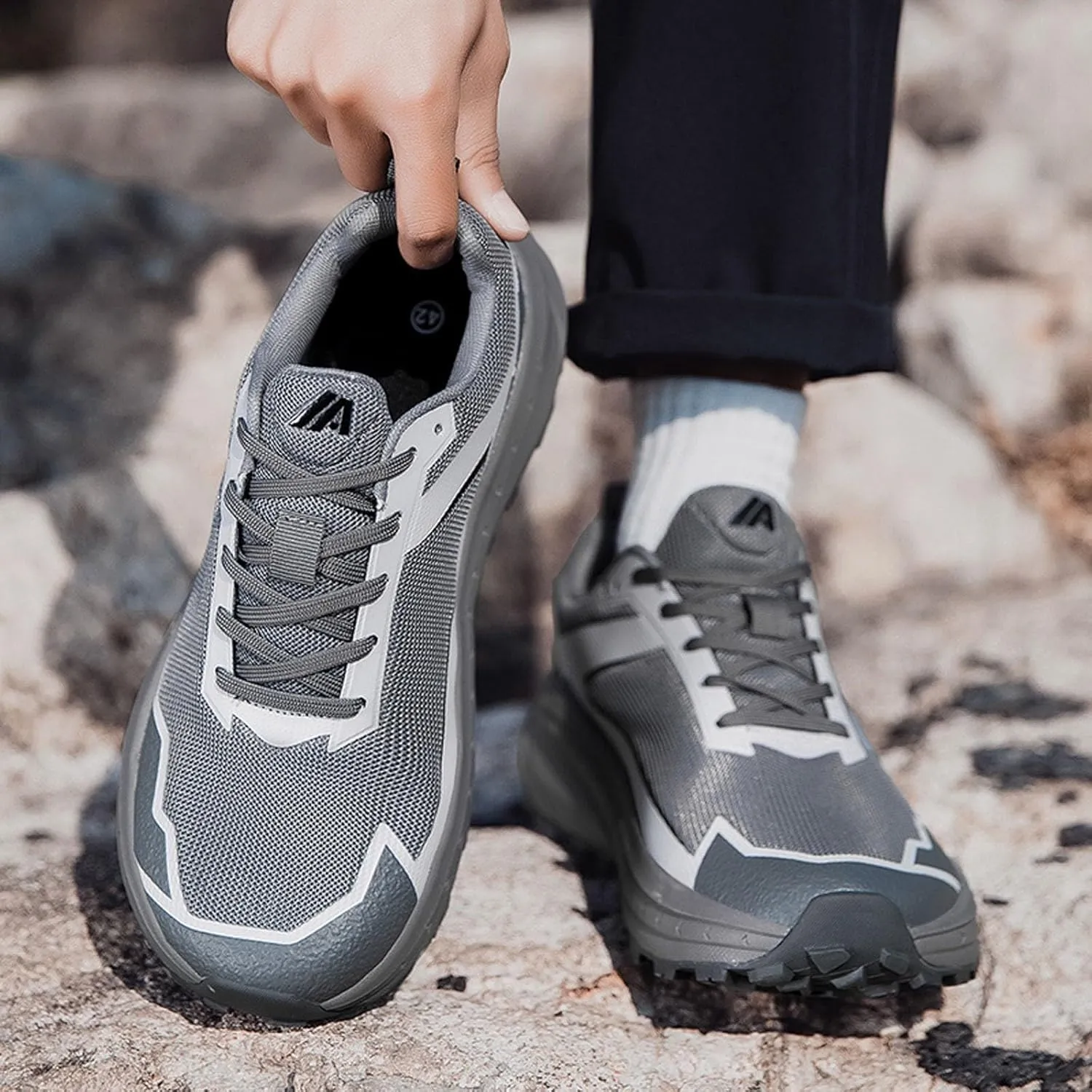 Men's Spring and Summer Fashion Mesh Lace Up Inside Increase 5cm Sneakers Comfortable Breathable Running Shoes Sneaker Crease Men