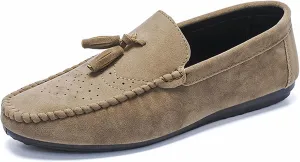 Men's Suede Flat Tassel Loafers Breathable Comfortable Slip On Business Dress Moccasins Casual Driving Walking Penny Loafers