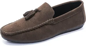 Men's Suede Flat Tassel Loafers Breathable Comfortable Slip On Business Dress Moccasins Casual Driving Walking Penny Loafers