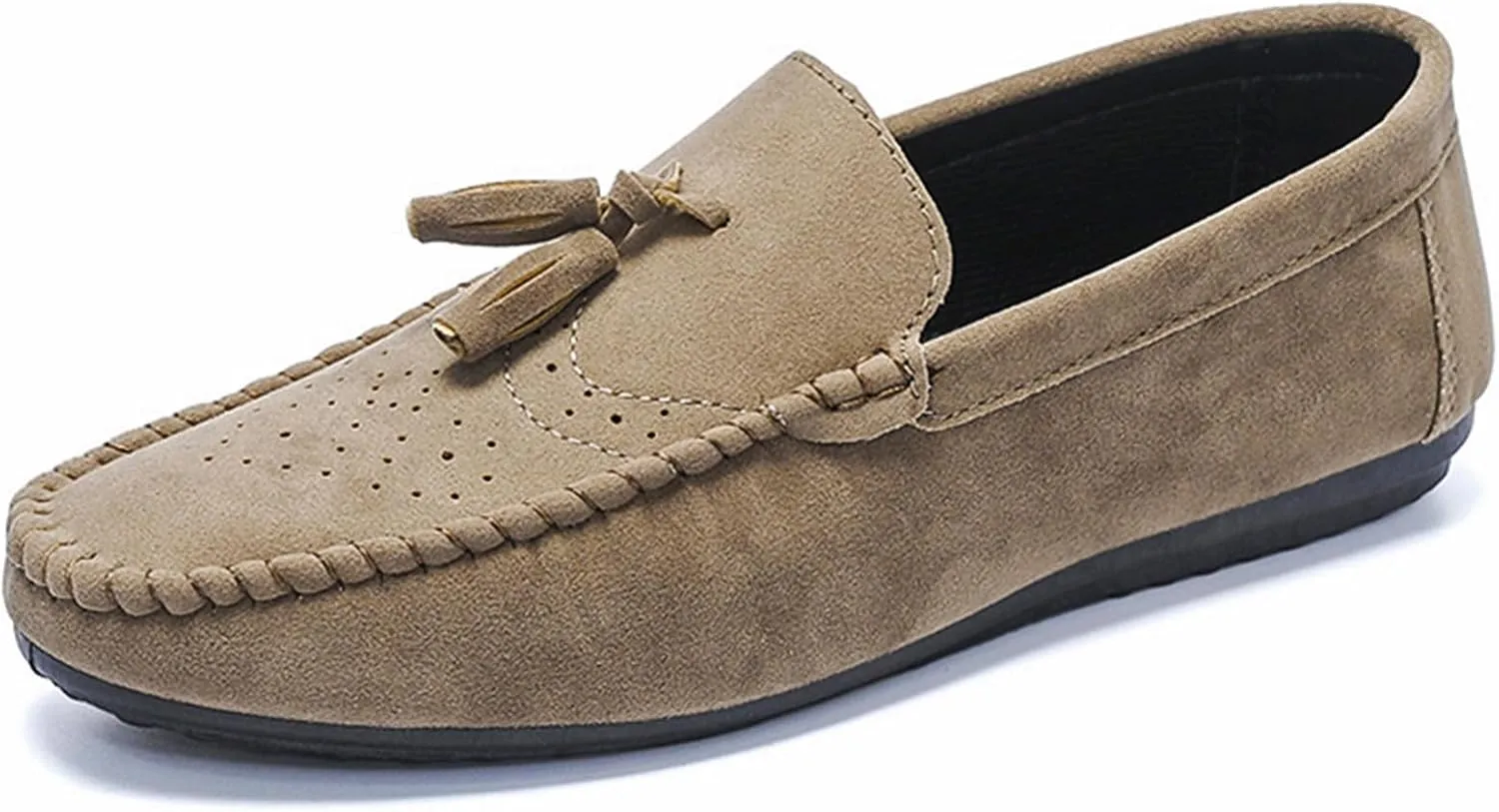 Men's Suede Flat Tassel Loafers Breathable Comfortable Slip On Business Dress Moccasins Casual Driving Walking Penny Loafers