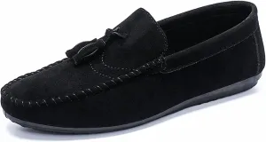 Men's Suede Flat Tassel Loafers Breathable Comfortable Slip On Business Dress Moccasins Casual Driving Walking Penny Loafers