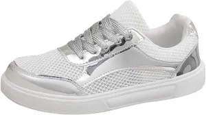 Mesh Light Womens Running Shoes Fashion Breathable Lace up Casual Summer Comfortable Outdoor Flat Bottom Walking Running Sneakers for Ladies