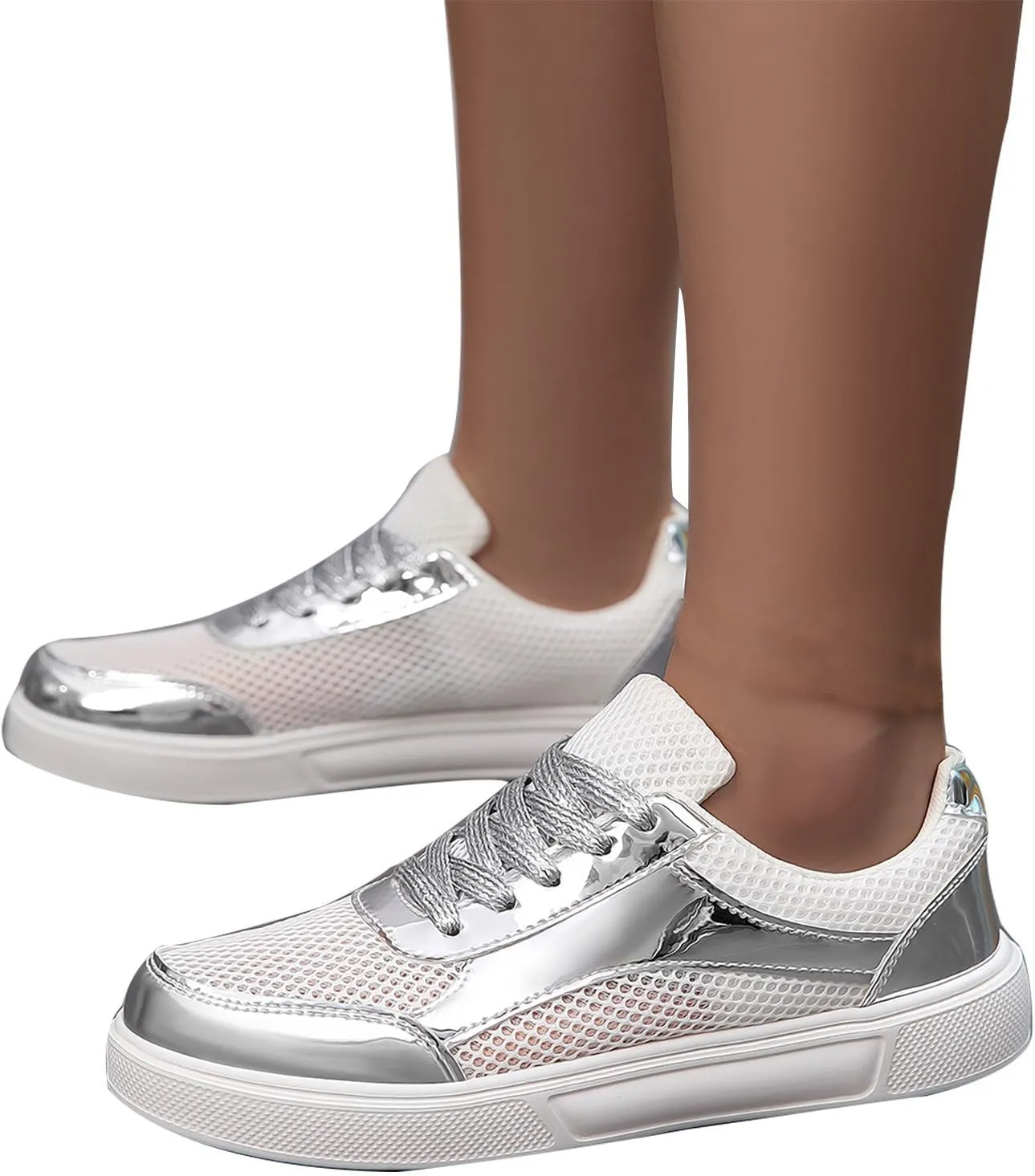 Mesh Light Womens Running Shoes Fashion Breathable Lace up Casual Summer Comfortable Outdoor Flat Bottom Walking Running Sneakers for Ladies