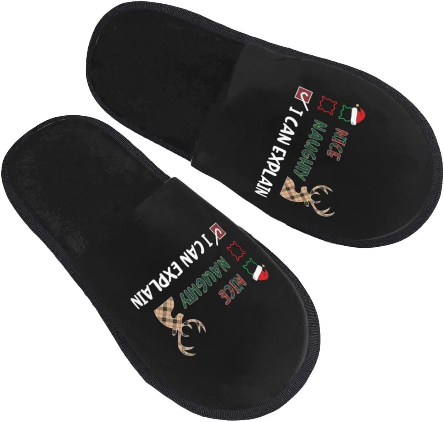 Nice Naughty Insufficient I Can Explain Slippers Winter Indoor and Outdoor Slipper Warm Cozy Soft Lightweight House Shoes Fuzzy Slip-On Slipper Large